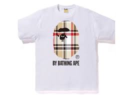 Bape tee big head Check Tee White