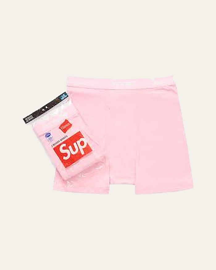 Supreme × Hanes Boxer Briefs (2-Pack) — Pink