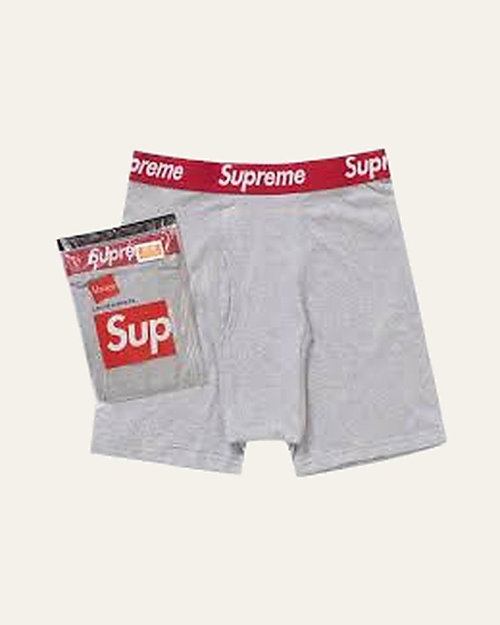 Supreme × Hanes Boxer Briefs (2-Pack) — Heather Grey