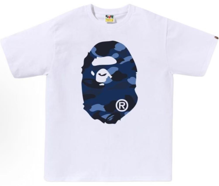 A Bathing Ape ABC Camo Ape Head T-Shirt — White/Navy