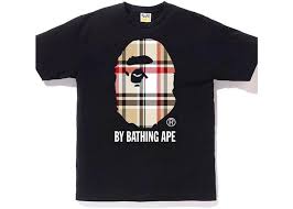 Bape tee big head Check Tee Black