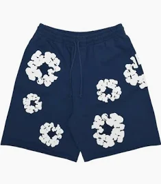 Denim Tears Cotton Wreath Shorts — Navy Blue