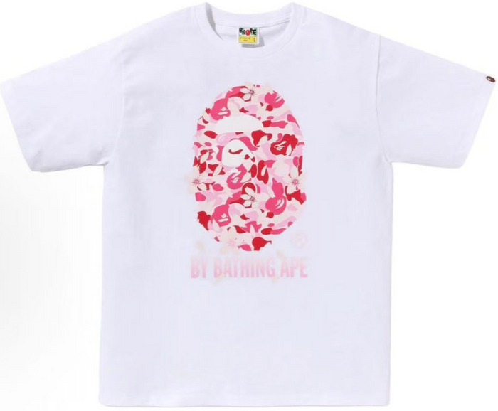 A Bathing Ape Pink Camo Ape Head T-Shirt — White