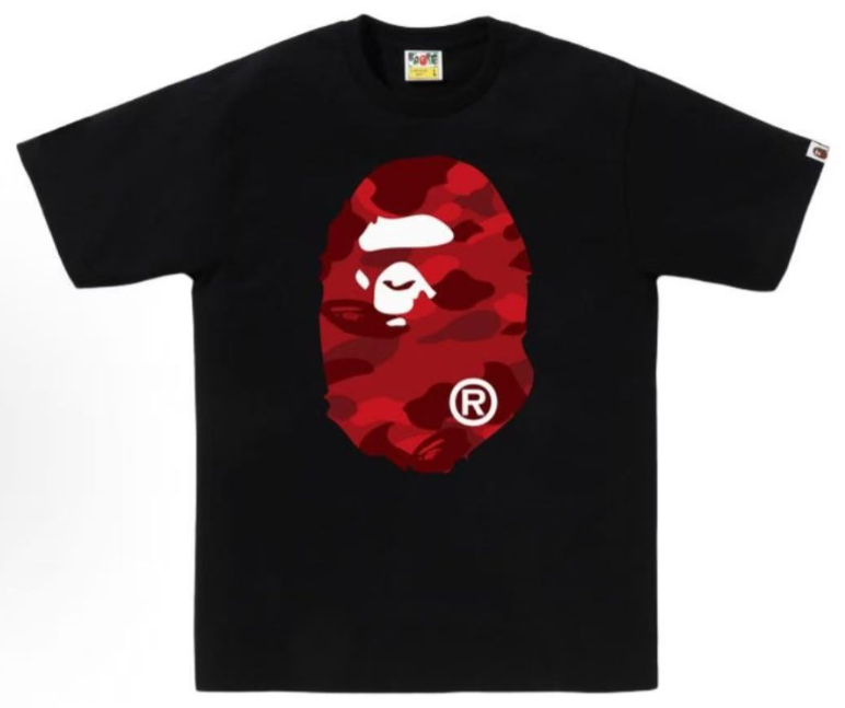 A Bathing Ape ABC Camo Ape Head T-Shirt — Black/Red