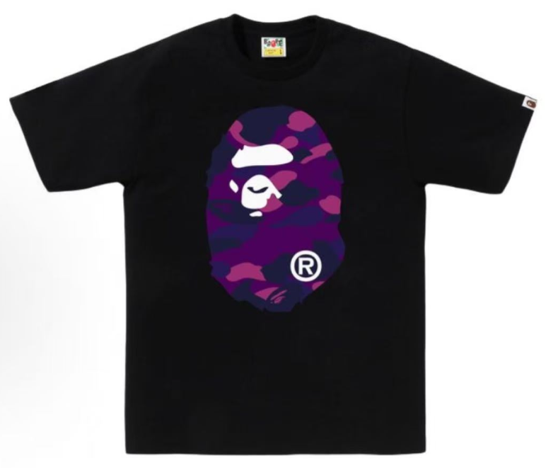 A Bathing Ape ABC Camo Ape Head T-Shirt — Black/Purple